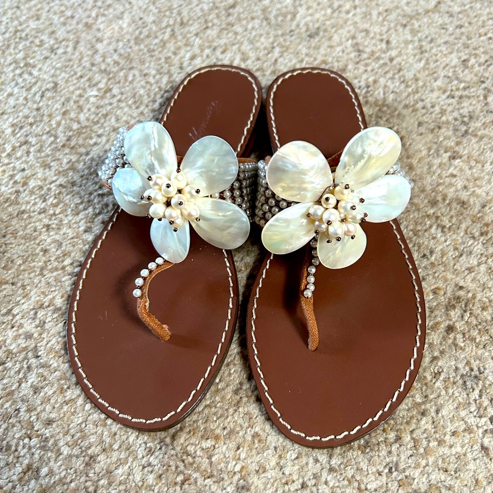 Beverly Feldman NWT Beaded Sandals
